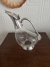 Vintage Italian Silver Plate & Glass Claret Jug/Decanter Duck Shape