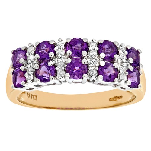 9ct gold amethyst and diamond - 9ct,