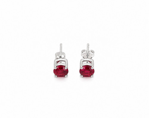 Ruby stud earrings sterling - ruby,
