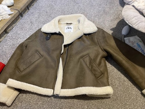 Zara khaki brown shearling - zara,