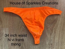 ?️‍⚧️ Men’s 34 Inch Waist Handmade Hi Vis Orange Trans Thong ?️‍⚧️