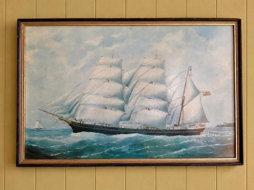 Vintage framed sailing ship