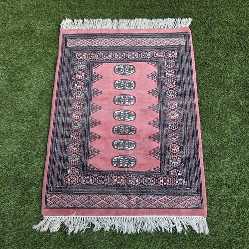 Vintage pink bukhara rug hand - pink,