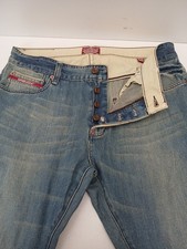 Mens Superdry Black label Jeans W38 L32 Button Fly Rear Belt Adjuster Logo Patch