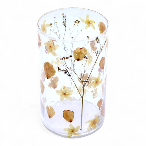 Natural floral glass tall - natural,