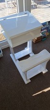 Child's Solid Wood School Desk and Stool Vintage Antique