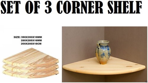 Wooden corner shelf pack 3 - wooden,