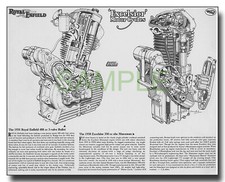 Royal Enfield 488cc Excelsior 350cc Manxman engine framed cutaways free p&p UK