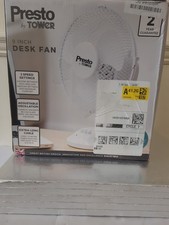 Tower Presto White 12inch Desk Fan Cooling 3 Speeds Oscillating Brand New