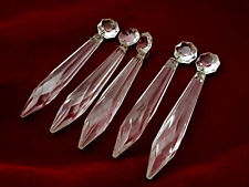 Vintage chandelier icicle drops moulded glass 95mm total height pack of 5