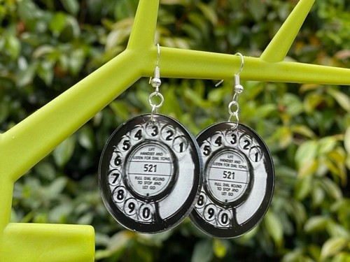 Retro phone dial earrings - retro,