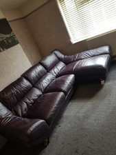 Furniture Village Leather Salvador Aubergine Corner sofa, Chaise R/H 