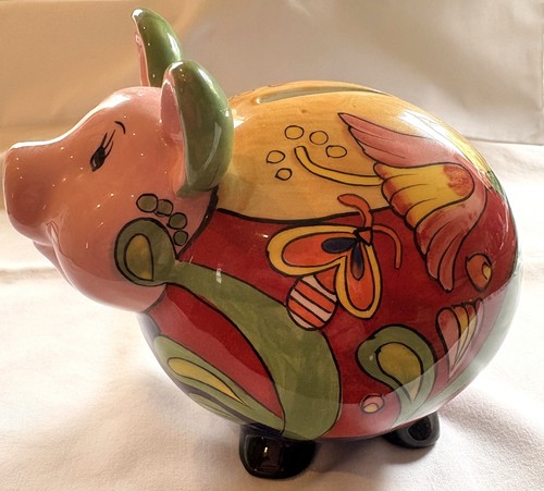 Colourful ceramic piggy bank - piggy,