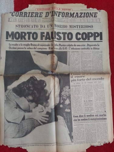 Death newspaper fausto coppi - newspaper,