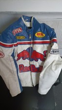 Retro Red Bull Racing Motorbike Leather Jacket.  Size XL