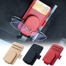 1PC Magnetic Car Sun Visor Sunglasses Glasses Card Holder Leather Storage Clip
