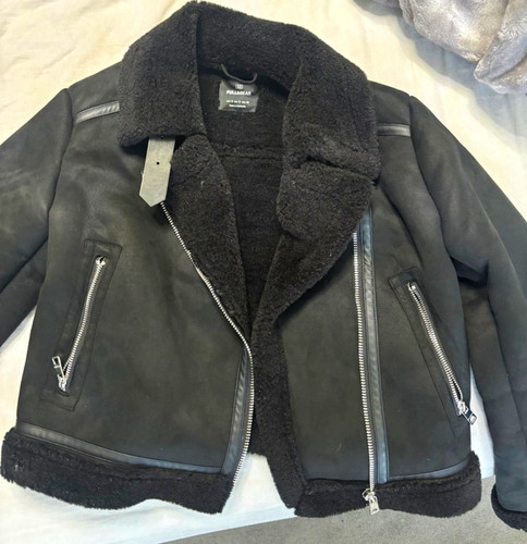 Pull bear black faux - faux, leather