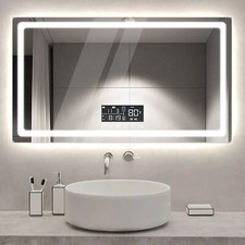 Bluetooth Bathroom Mirrors Dimmable With Demister + Time + Temperature Display