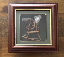 Vintage Framed Miniature Donegal Spinning Wheel Diorama Box