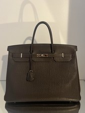 HERMES BIRKIN 40 HANDBAG FJORD LEATHER VERY GOOD PRELOVED CLOCHETTE KEYS PADLOCK