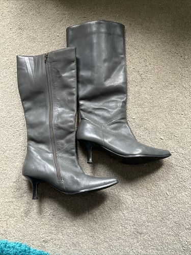 Grey leather stiletto - grey,