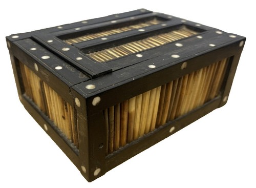 Antique porcupine quill box - quill,