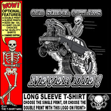 1962-1965 Hot Rod Muscle Car Outlaw Gasser Drag Race Cartoony Skeleton T-shirt