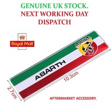 ABARTH ALLOY SELF ADHESIVE  BADGE LOGO RED/GREEN/WHITE 103 X 27mm FITS FIAT ETC