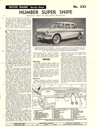 Humber super snipe 1958 motor - super,
