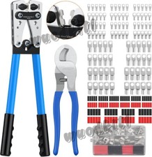 Heavy Duty Battery Cable Crimping Tool Wire Lug Crimper Terminal Copper Lugs Kit