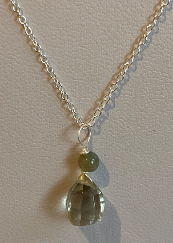 Prasiolite faceted teardrop - prasiolite,