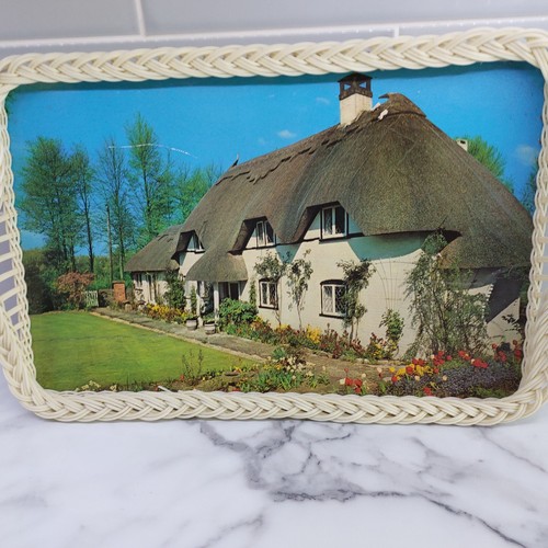 Vintage serving tray - serving, thatched