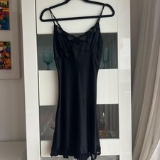 LA SENZA LINGERIE  EVITA 100% Shimmering Silk/ Lace Black Nightdress 14/42