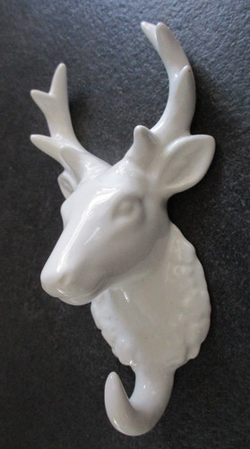 White ceramic deer reindeer - ceramic,