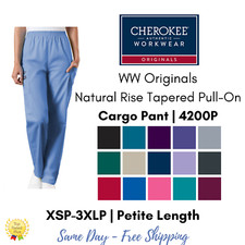 Cherokee Workwear Originals Elastic Waist Cargo Scrub Pant 4200 PETITE