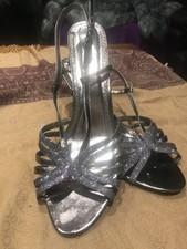 DESIGNER EMILIO LUCA LADIES SILVER GLITTERY SANDALS UK 10 BEAUTIFUL❤️