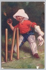 Cricket Postcard "How's That?" E P Kinsella Wicket Keeper (DAMAGED BACK)