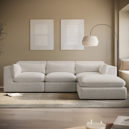 Large beige boucle - beige,