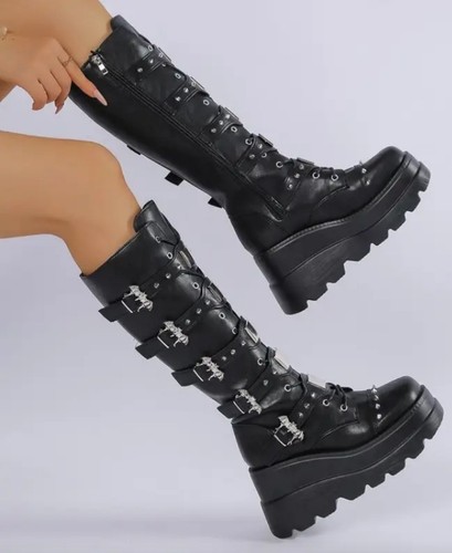 New rock black buckled - rock,