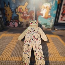 Pokemon Pikachu Boys Hooded Union Suit Pajamas Size 6