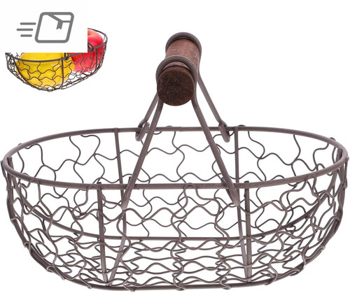 Vintage iron wire basket - vintage,