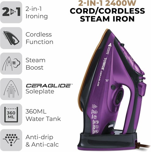 Tower cordless steam - steam, iron