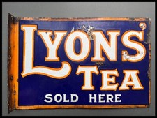 Genuine LYONS TEA Double Sided Enamel Sign Advertising Sign 18" x 12"