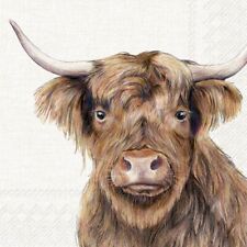 4 x Lunch Napkins/33cm/3Ply/Decoupage/Cattle/Cow Farm Animal/Highland Cattle