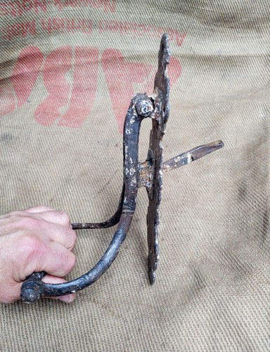 Antique iron door bell ringer - door,