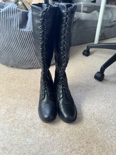 Lace Up Flat Black Boots Size
