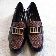 River Island Loafers Size 4 Black Flat Buckle Smart