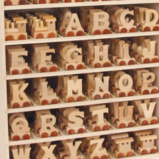 Personalised Wooden Alphabet Name Train Natural or colour letters spell out name