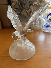 Cristal d'Arques Lead Crystal Glass Eagle Statue Frosted Base Crystal Clear Art