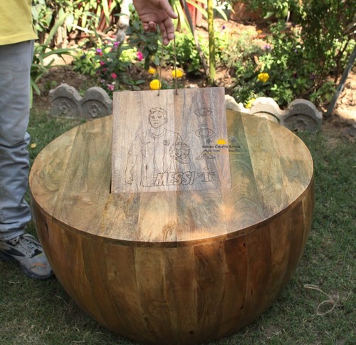 Wooden drum coffee table - drum,